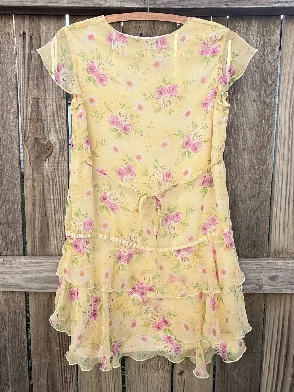 Y2K RMLA Chiffon Floral Tiered Ruffle Cottagecore Dress Sz 16 (XL) Youth